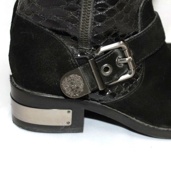 Vince Camuto Blk Leather Snakeskin Mid Calf Boots - Picture 5 of 14